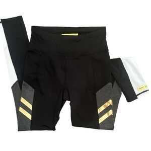 Betsey Johnson Performance Leggings Athletic Workout Streetwear XS Gold Accent